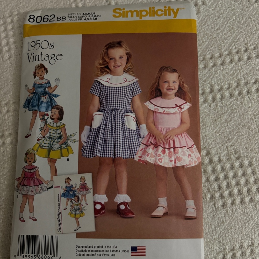 Simplicity Pattern 8062 BB Remake for Girl’s Vintage 1950s Dress.